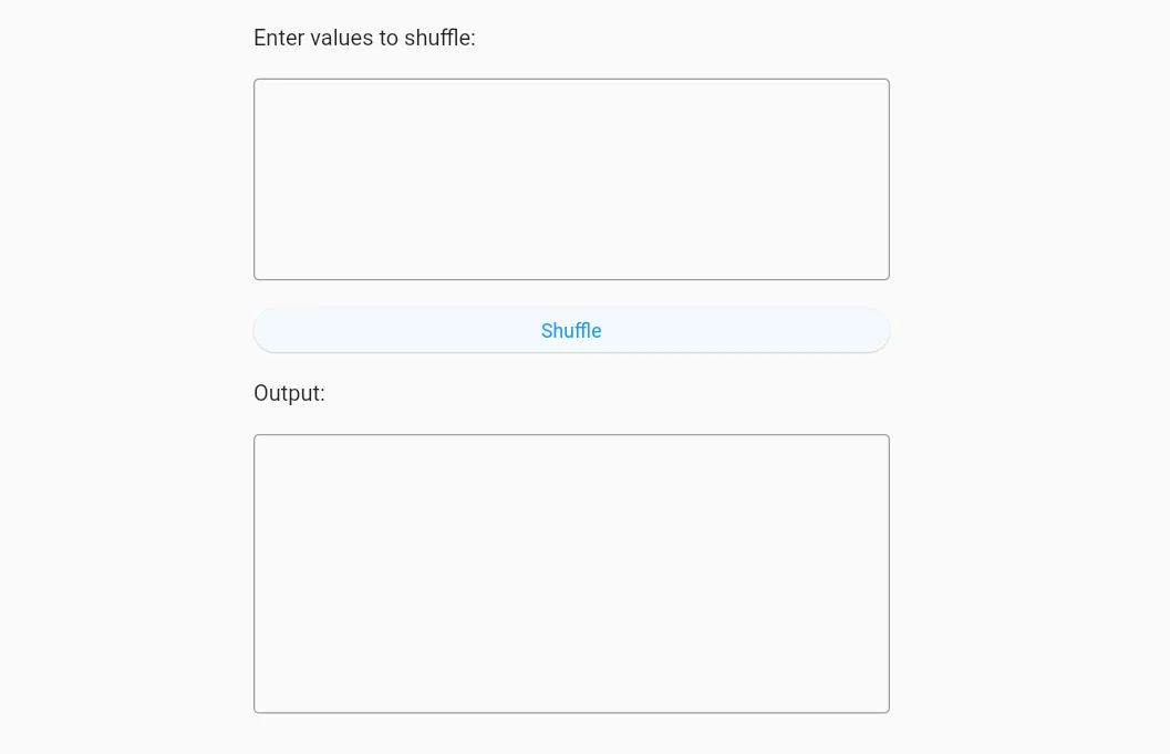 Random Shuffler with empty input and output fields.